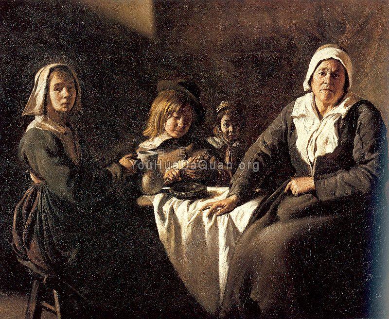 Four Figures at a Table - 勒南兄弟